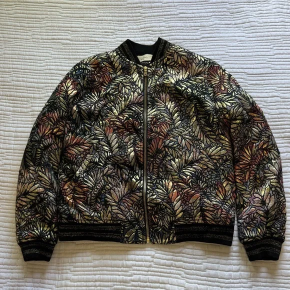 Ba&sh Santiago Metallic Jacquard Bomber Jacket